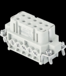 Insert pentru conector Mama - 49X16 - 10P + E 16A 250V / 4kV / 3 - ȘURUB CONNECTION - CU PLATE - GRI