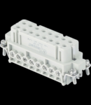 Insert pentru conector Mama - 66X16 - 16P + E 16A 250V / 4kV / 3 - ȘURUB CONNECTION - CU PLATE - GRI