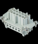 Insert pentru conector Mama - 57X27 - 10P + E 16A 500V / 6kV / 3 - ȘURUB CONNECTION - CU PLATE - GRI