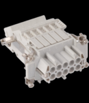 Insert pentru conector Mama - 57X27 - 10P + E 16A 500V / 6kV / 3 - SCREW TERMINAL BLOCK - STÂNGA - GRI