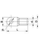 Papuc inelar neizolat din teava de Cu electrolitic, stanat CLH1.5-5 1,5mm2, M5, (d1=1.7mm, d2=5.4mm)