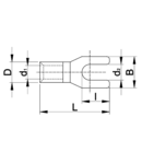 Papuc tip furca, neizolat, cupru electrolitic stanat V10-4 10mm2, M4, (d1=4,5mm, d2=4,3mm)