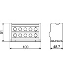 Distribuitor modular cu capaccare se poate deschide FLSO25-2P11 2×25(25)mm2 / 4×10(6)mm2, 5×16(10)mm2, 500VAC/DC, 100A