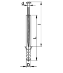 Diblu alungit, gri TH650 M6×50mm, PA6.6