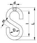 Carlig din otel, zincat HR5-50 5×50mm, 885N