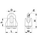 Clema de strangere cablu, profil U, otel+corp turnat U03 d=2-3mm, M4