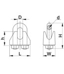 Clema de strangere cablu, profil U, otel+corp turnat U06 d=4,5-7mm, M5