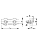 Clema de strangere cablu, dubla, otel BSZ2-5 d=5mm, M5