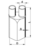 Bransament pentru cablu cu 2 conductoare, cu adeziv V23012 2×4-2×35mm2, (2×15/4mm+1×33/9,5mm)