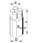 Bransament pentru cablu cu 5 conductoare, cu adeziv VE54019 5x16-5x35mm2, (5×13/4mm+1×40/19mm)