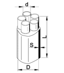 Bransament pentru cablu cu 5 conductoare, cu adeziv VE55524 5x35-5x70mm2, (5×18/5mm+1×55/24mm)