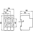 Descarcator de suprat.,DC,pentru sisteme PV,clasa 2, 3 mod TTV2-40-DC-600 600 VDC, 20/40 kA (8/20 us), 2P