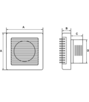 Ventilator de baie cu jaluzele aut., rulment cu bile VFM100-B 230 VAC, 15W, 80 m3/h, 33 dB,100 mm