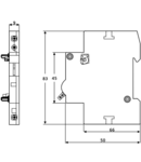 Contact auxiliar pentru sigurante EVOZ EVOZ-AUX11 230V, 50Hz, In:6A W=9mm; 0,5-4mm2