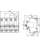 Siguranta automata pentrucurenti mari, 4 poli, curba C EVOH463 63A, 4P,10kA