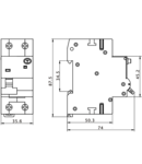 Disjunctor cu protectie diferentiala,2P,2 module, curba B EVOKM2B603 6A, 30 mA, 6kA, AC