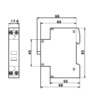 Buton modular EVOPB2 230V, 50Hz, 1NO, 1NC, Ith:16A, AC-14, Ie:6A