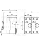 Bloc cu protectie diferentiala, 2 poli NF2P25-100 25A, 100mA, 6kA, AC