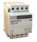 Contactor modular de instalatii THK4-32-24 230/400V, 50Hz, 4P, 4×NO, 32/12A, 6,5/1,9kW, 24V AC