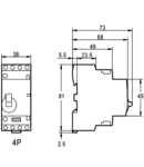 Contactor modular SHK4-25K 230V AC, 50Hz, 2 Mod, 4×NO, AC1/AC7a, 25A