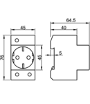 Priza de tablou cu CP lateral C60-DAO 230V, 16A, 2P+E