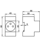 Priza de tablou cu CP tip pin C60-DA 230V, 16A, 2P+E