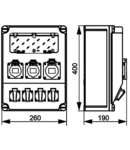 Cutie de distributie cu protectie TDB03-12MV Prot.:RCCB,MCB,Out:4×SCHUKO+2×16A(3P+N+E)+1×32A(3P+N+E)