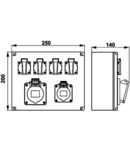 Cutie de distributie, fara protectie TDB08-0M Out: 4×SCHUKO+1×16A(3P+N+E)+1×32A(3P+N+E)