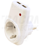 Adaptor priza cu doua porturiUSB, alb USBD 85-265 VAC 50/60 Hz; USB: 5 VDC, max. 2,1 A