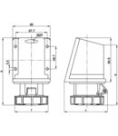 Priza industriala aparenta TICS-1132 16A, 250V, 2P+E, 6h, IP67