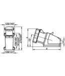 Priza industriala aparenta TICS-143 125A, 250V, 2P+E, 6h, IP67