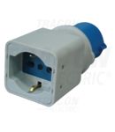 Adaptor industrial (CEE/ Schuko) TICS-A1 16A, 250V, IN 2P+E 6h (CEE), OUT 2P+E (Schuko)