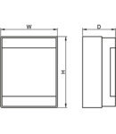 Cutie de distributie PT, usa transparenta, bareta N/PE EDFKIP65-12/1 1×12 mod, H×W×D=260×300×140mm, IP65, 660V AC