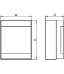 Cutie de distributie PT, usa transparenta, bareta N/PE EDFKIP65-12/2 2×12 mod, H×W×D=415×300×140mm, IP65, 660V AC