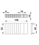 Modul obturator pentru cutii de distributie EDTM L=108mm, 1×6 mod.(2×1mod.+8×1/2mod.)