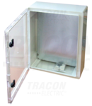 Cutie de distributie din material plastic, usa transparenta TME403017T H×W×D=400×300×165mm, IP65, IK10, 1000V AC/DC, RAL7035