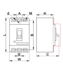 Intrerupator compact cu declansator 230 Vc.a. KM4-180/1A 3×230/400V, 50Hz, 180A, 50kA, 1×CO