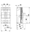 Intrerupator modular compact MKM1-15 3×230/400V, 50Hz, 15A, 20kA