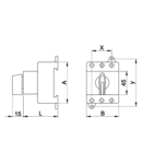 Intrerupator separator modular cu zavorare prin lacat TSM-20/4 400V, 50Hz, 20A, 4P, 5,5kW, 55,5×55,5mm