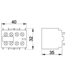 Contact auxiliar frontal, pentru contactor auxiliar TR1K TR5KN20 230V, 50Hz, 2A, 2×NO