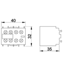 Contact auxiliar frontal, pentru contactor auxiliar TR1K TR5KN13 230V, 50Hz, 2A, 1×NO+3×NC