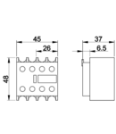 Contact auxiliar frontal, pentru contactor TR1D/F si TR1E TR6DN40 230V, 50Hz, 2A, 4×NO