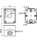 Carcasa pentru butoane, gri, 1 NYGD-1GR d=22,5, IP65, 2×PG-13,5