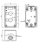 Carcasa pentru butoane, gri, 2 NYGD-2GR d=22,5, IP65, 2×PG-13,5