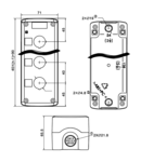 Carcasa pentru butoane, gri, 3 NYGD-3GR d=22,5, IP65, 2×PG-13,5