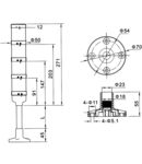 Coloana de semn. luminoasa,verticala, (fara sonerie) NYG3-50RYG AC230V, 3 R,Y,G, IP65