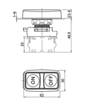 Buton dublu pornit-oprit, verde + rosu NYG3-D 1×NO+1×NC, 5A/230V AC-15, IP65