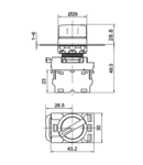 Comutator cu brat, 3 pozitii ,cu revenire din dreapta NYK3-S33BK 2×NO, 5A/230V AC-15, IP65