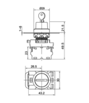 Comutator cu cheie, scoatere stanga-dreapta, 2 pozitii NYK3-K21 1×NO+1×NC, 5A/230V AC-15, IP42