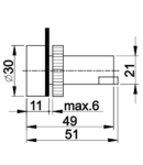 Lampa de semnalizare, mat.plastic,rosie, fara bec NYGEV164P 0,4A/250V AC, d=22mm, IP42